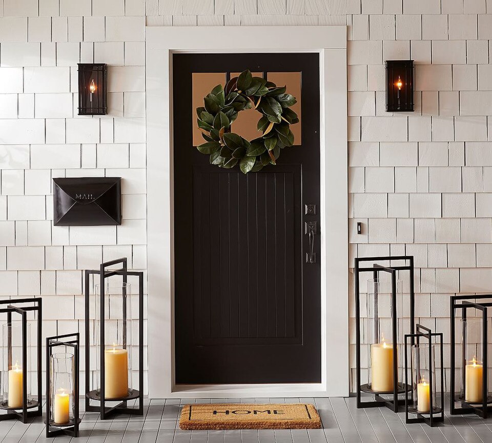 Brooks Cross Bar Steel & Glass Lanterns Pottery Barn Australia